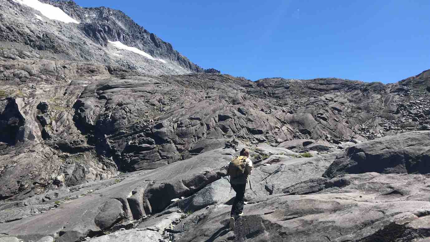 Climbing up the rockface